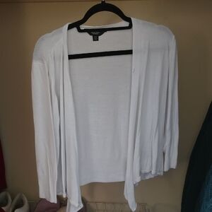 Vince Camuto White Open-Front Lightweight Cardigan